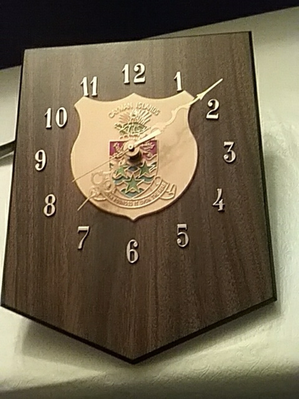 Vintage Brown Wall Clock with Gold Crest- Cayman Islands